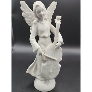 DRESDEN Porzellanfabrik Wilhelm Rittirsch Musical Angel w/ Cello Figurine, 6.5"